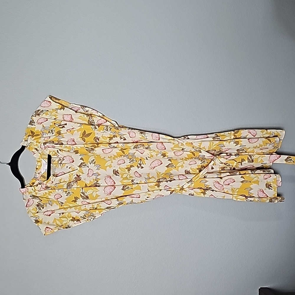Lauren Conrad Romantic Flirty Summer Twee Yellow Floral Cap Sleeve Dress XXL - Picture 2 of 11